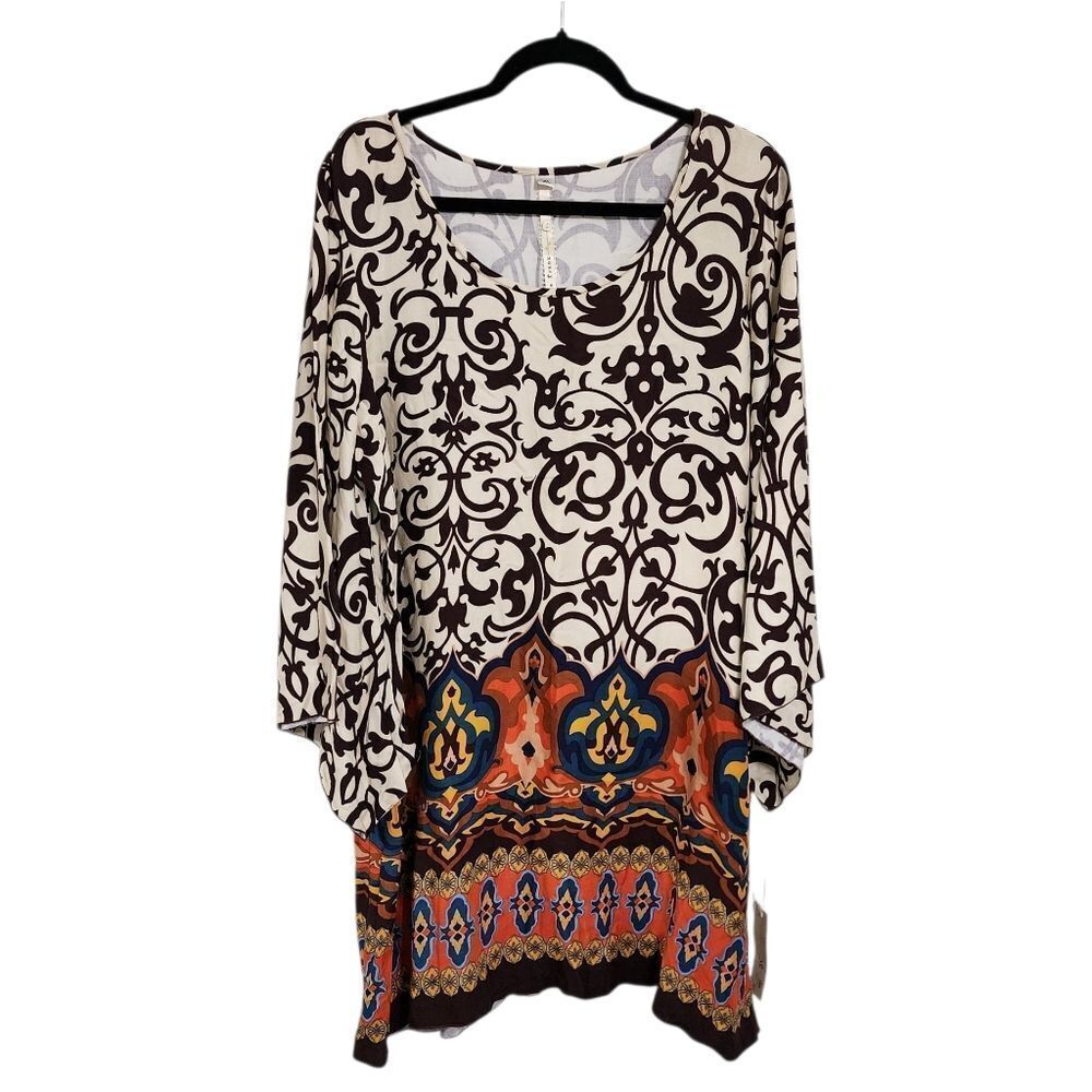 Uncle Frank Mini Dress XL Multicolor Flare Sleeve Boho Western Cowgirl NWT